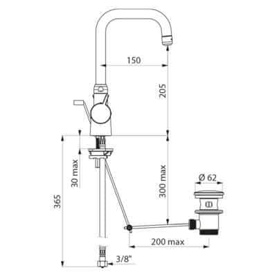 Robinet et colonne  -  Mitigeur de lavabo col de cygne orientable réf. H9726 DELABIE