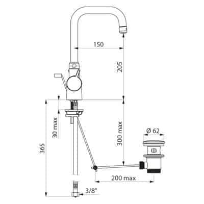 Robinet et colonne  -  Mitigeur de lavabo col de cygne orientable réf. H9726 DELABIE