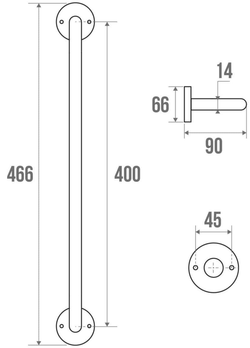 Seche-serviette  -  Porte-serviettes 1 barre fixe longueur 47,3 cm Acier Chromé réf. 822213 PELLET (déclassé)