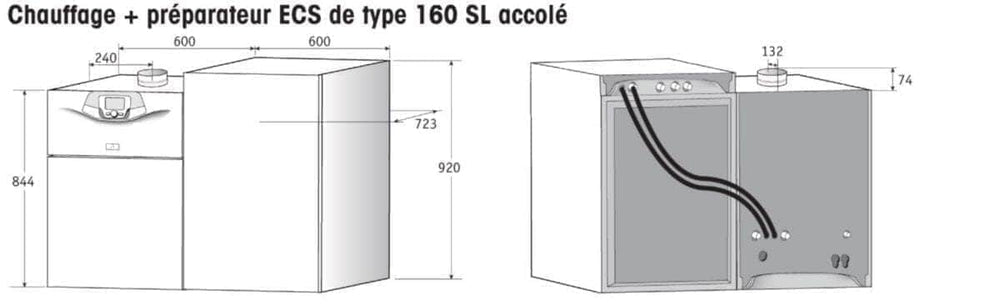 Chaudière & Chauffe-Eau  -  Préparateur ECS vertical pour ODIA & BORA NOVA HTE 160 litres 160SLV réf. C17512016