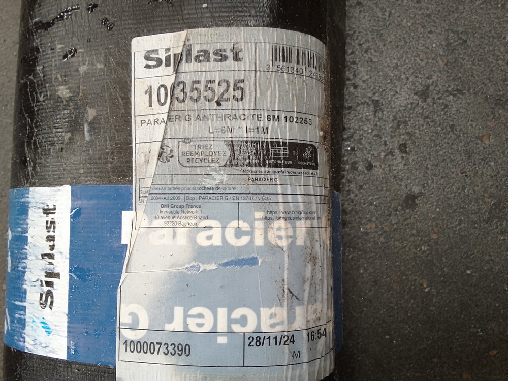 Membrane étanchéité anthracite - 6000 x 1000 mm - SIPLAST (Paracier G)