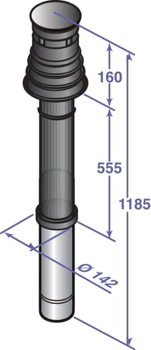 Divers sanitaires  -  Terminal vertical polypropylène diamètre 80 / 125 mm noir colis DY843 réf. 100002732 DE DIETRICH