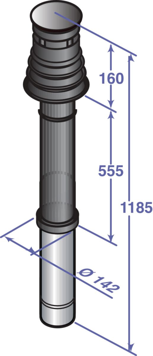 Terminal vertical polypropylène diamètre 80 / 125 mm noir colis DY843 réf. 100002732 DE DIETRICH