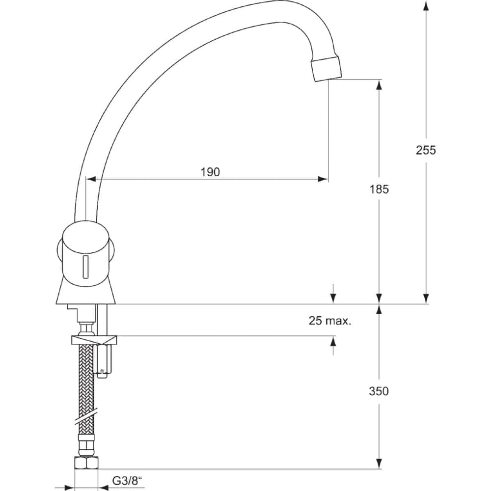 Robinet et colonne  -  Mélangeur d'évier ULYSSE C monotrou avec bec tube orientable, têtes 15 x 21 à disques céramique, chromé ref D1789AA PORCHER