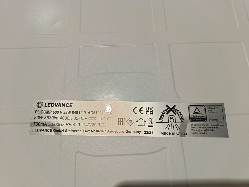 Dalle LED blanc - 600 x 600 mm - Ledvance (encastrable)