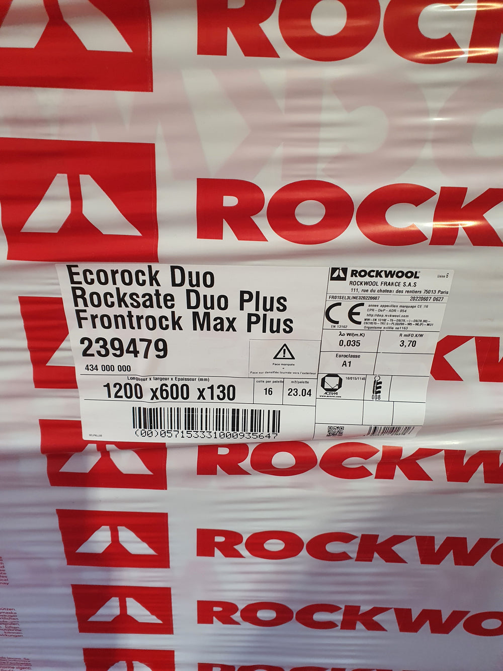 Panneau laine de roche Rockwool - R=3.70 - Ep=130mm - 1100x600 — vue 4