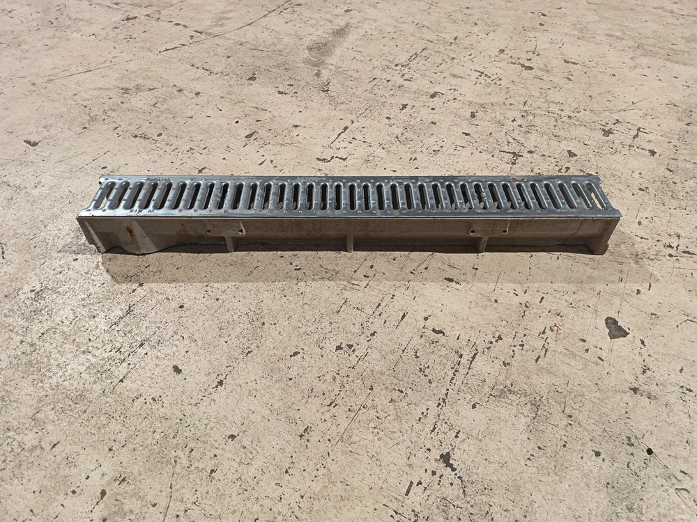 Caniveau acier galvanisé  - 1000 x 95 x 130 mm (corps résine)