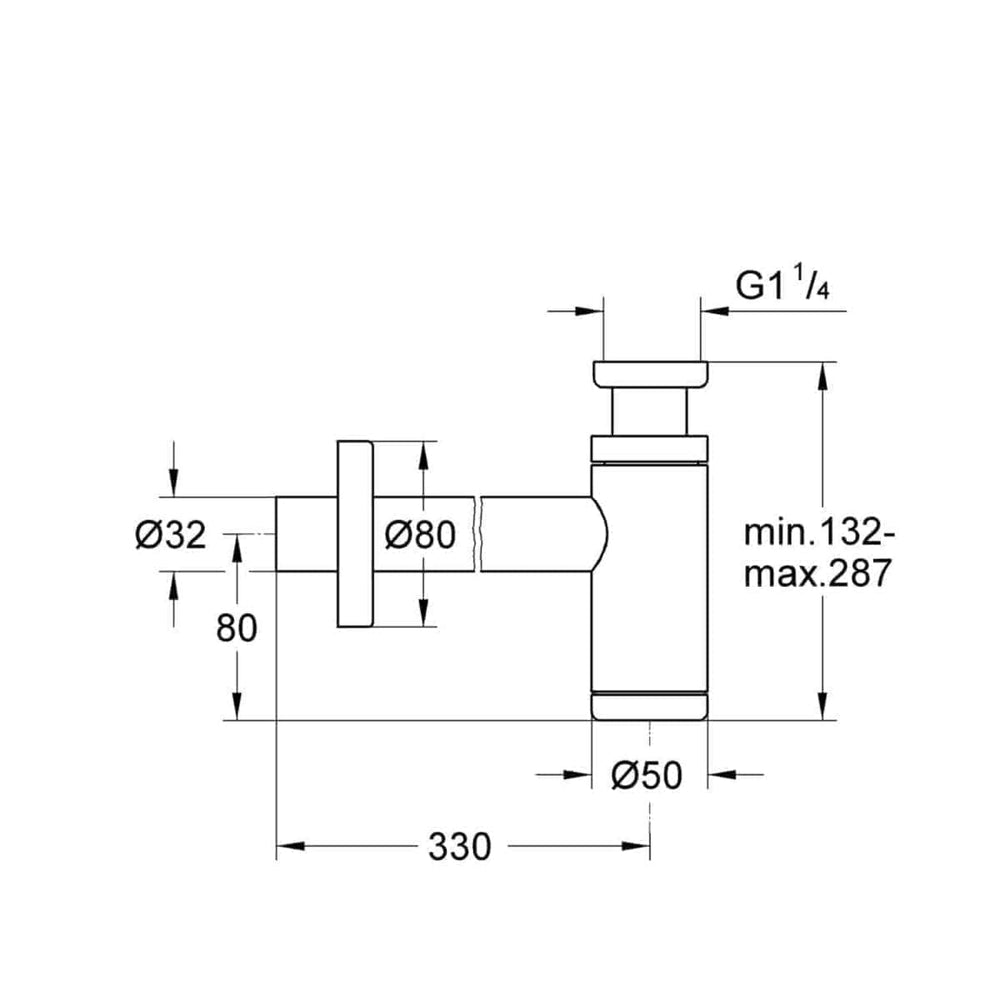 Divers sanitaires  -  Siphon design 33x42, pour vasque sans trop-plein, chromé Réf 28912000