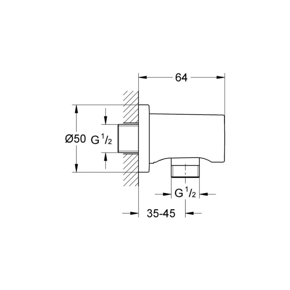 Divers sanitaires  -  Coude à encastrer 1/2" Rainshower Hard Graphite brossé 27057AL0 GROHE