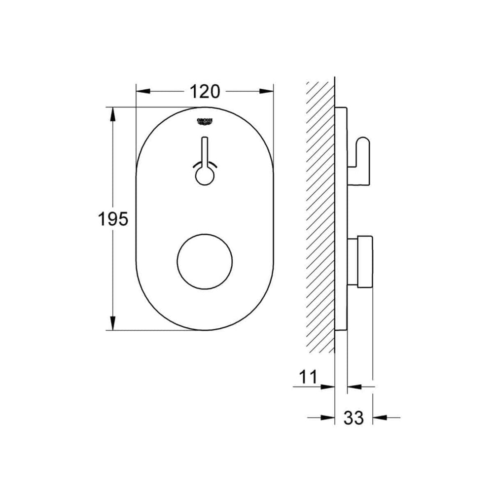 Douche  -  Façade encastrée de douche EUROSMART Cosmopolitan S, avec mitigeur, chromé réf. 36321000