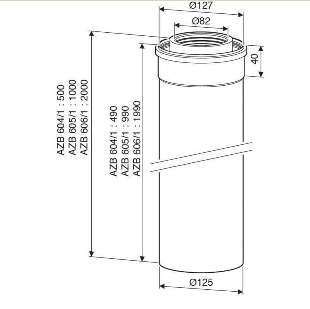 Chauffage  -  Allonge 80/125 cond.1000mm AZB 605/1