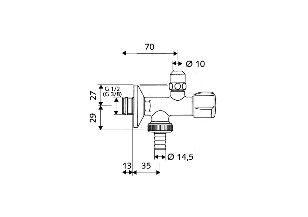 Robinet et colonne  -  Robinet équerre 15 x 21 chromé double tige SCHELL  ref 038370699