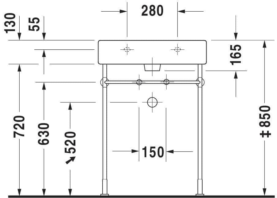 Lavabo  -  Lavabo VERO, 60 x 46,5, avec trop-plein et plage de robinetterie, Blanc Réf. 0454600000 DURAVIT