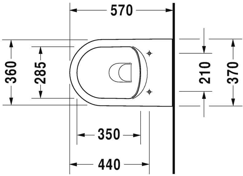 Univers WC  -  Cuvette suspendue 570mm Me by Starck blanc fc, durafix réf : 2528090000 DURAVIT