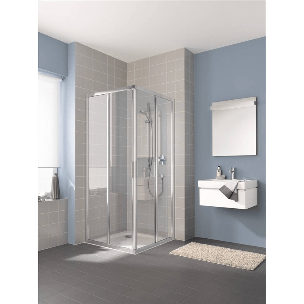 Paroi douche et bain  -  Porte De Douche Access D'Angle Kermi Cada xs 120 200cm Gris Argent Brillant Foute De Securite Esg Clair Largeur 714GaucheCadaclean Cce2L12020Vpk