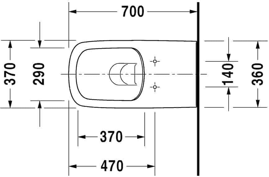 WC  -  Cuvette suspendu Vital 700mm Durastyle Rimless blanc fond creux réf. 2559090000