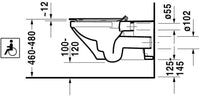 WC  -  Cuvette suspendu Vital 700mm Durastyle Rimless blanc fond creux réf. 2559090000