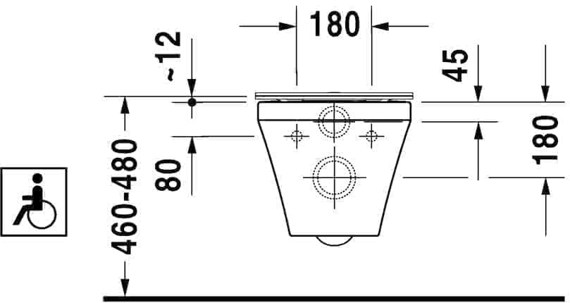 WC  -  Cuvette suspendu Vital 700mm Durastyle Rimless blanc fond creux réf. 2559090000