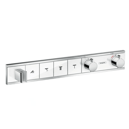 Robinet et colonne  -  Set De Finition Hansgrohe Rainselect Blanc/Chrome Pour 4 Systèmes 15357400