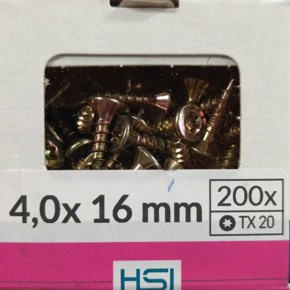 Boite de 200 Vis agglo acier zingué 4x16 Empreinte Torx