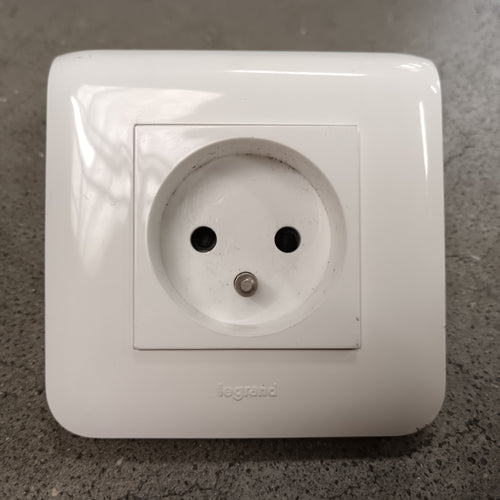 Prise de courant x 1 blanc - 80 x 80 mm