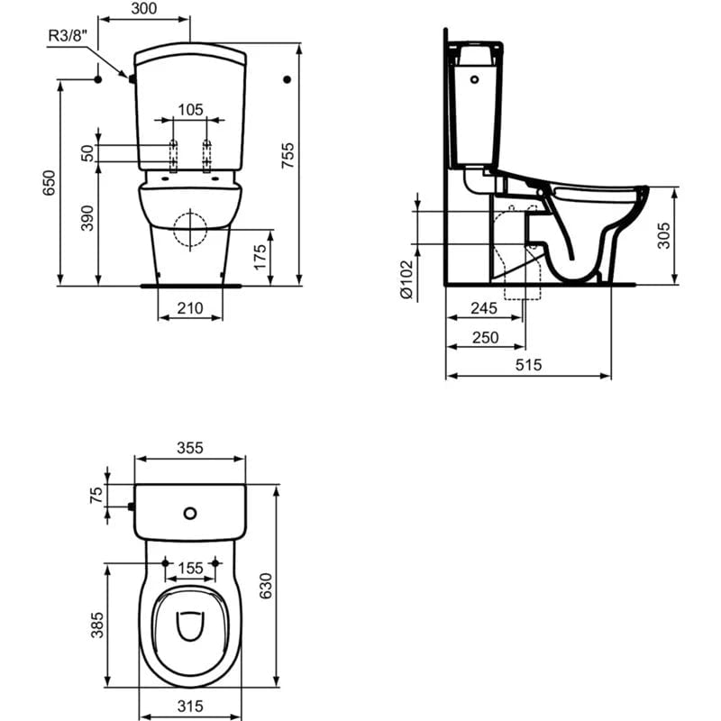 WC  -  Réservoir WC Porcher Contour 21 ref: S327001