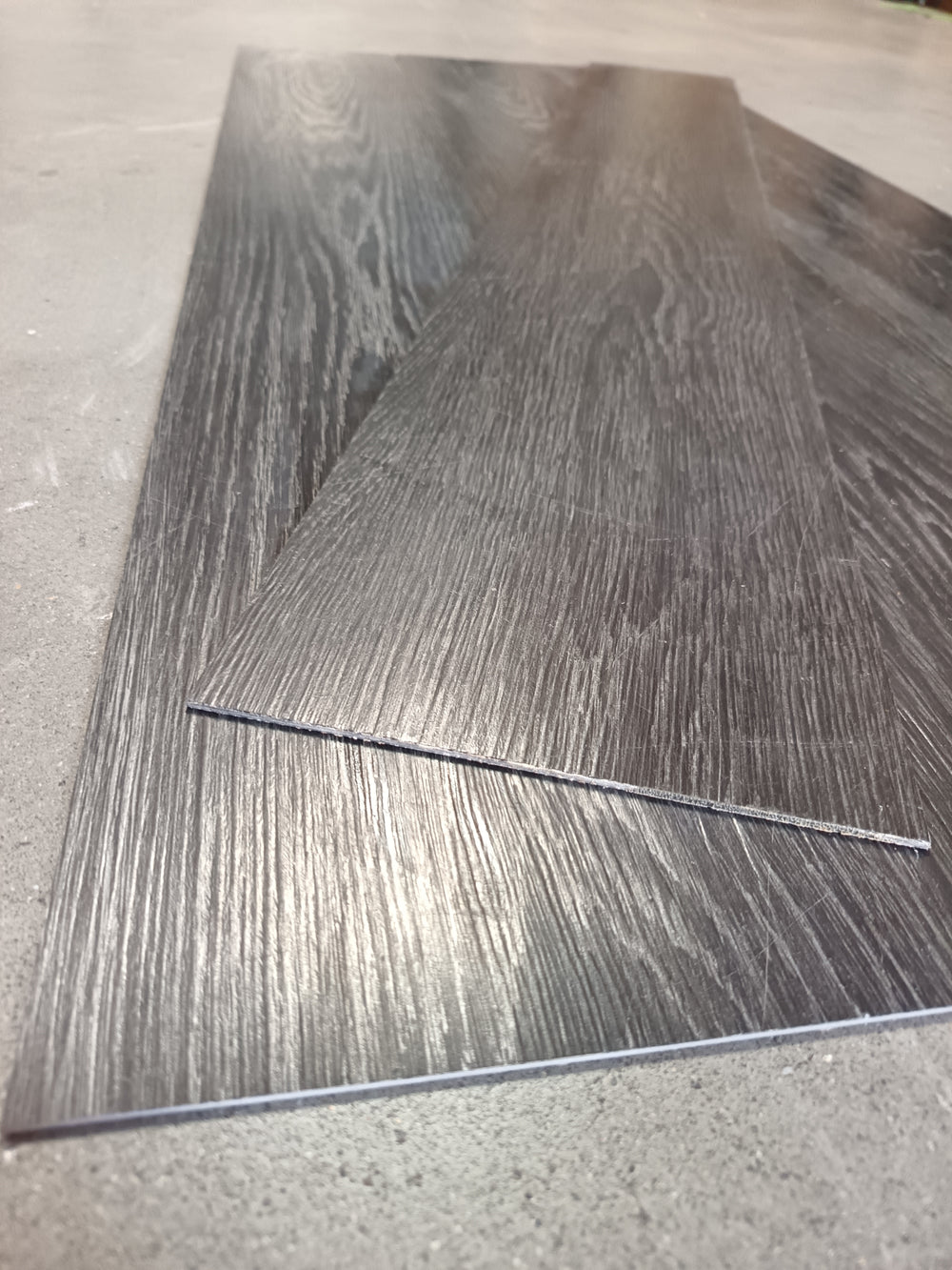 Dalle PVC noir cérusé - 1200 x 180 mm - à coller