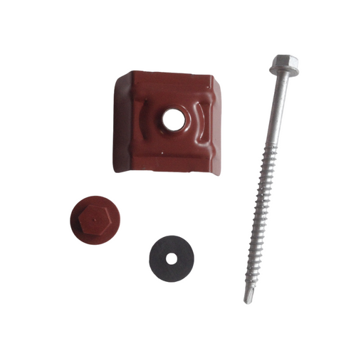 Kit de fixations pour tôle acier galva laquée nervurée rouge 1000.45 - SEDPA