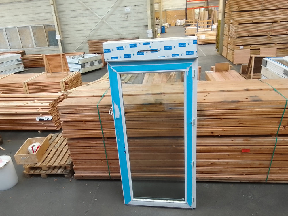 Porte-fenêtre PVC blanc 9016 satine classe 1 - 2150 x 1000 mm - Bouvet Thermience droite VRI