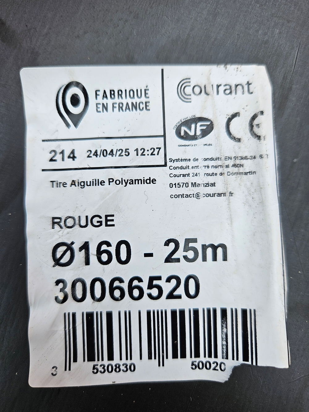 Gaine TPC polyamide  rouge (Diam 160mm)