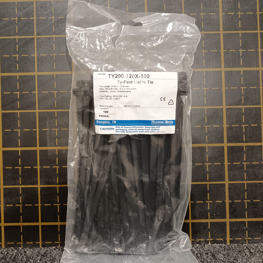 Colliers de serrage serre câble noir Sachet de 100 - Thomas Betts TY200