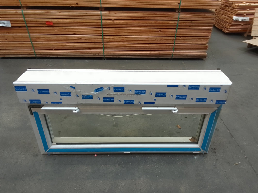 Fenêtre PVC blanc 9016 satine classe 1 - 550 x 1500 mm - Bouvet Thermience gauche VRI