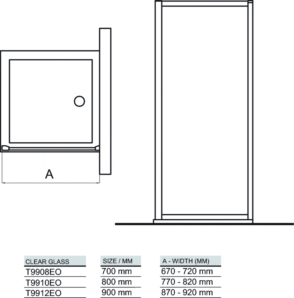 Univers douche  -  Paroi fixe latéral 800 mm verre transparent IDEAL STANDARD