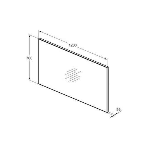 Miroir Salle de Bain  -  Mirroir 1200x700 mm avec encadrement Idéal Standard T3359BH                 Ref, fournisseur : T3359BH                 Code-barres : 8014140447511