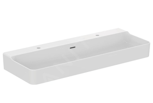 Lavabo  -  Lavabo Conca 1200x450 mm avec 2 marches et trop plein blanc brillant Ideal Standard - Réf. T380301