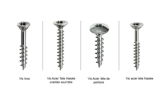 Visserie  -  Boite de 200 Vis Acier 6x60 - Tete fraisée - Filetage partiel - Empreinte Torx