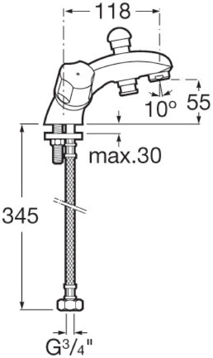 Robinet et colonne  -  Mélangeur de bain-douche NIAGARA DISC N monotrou, avec inverseur automatique et flexibles d'alimentation, chromé réf. A5A0570C00 ZOOM