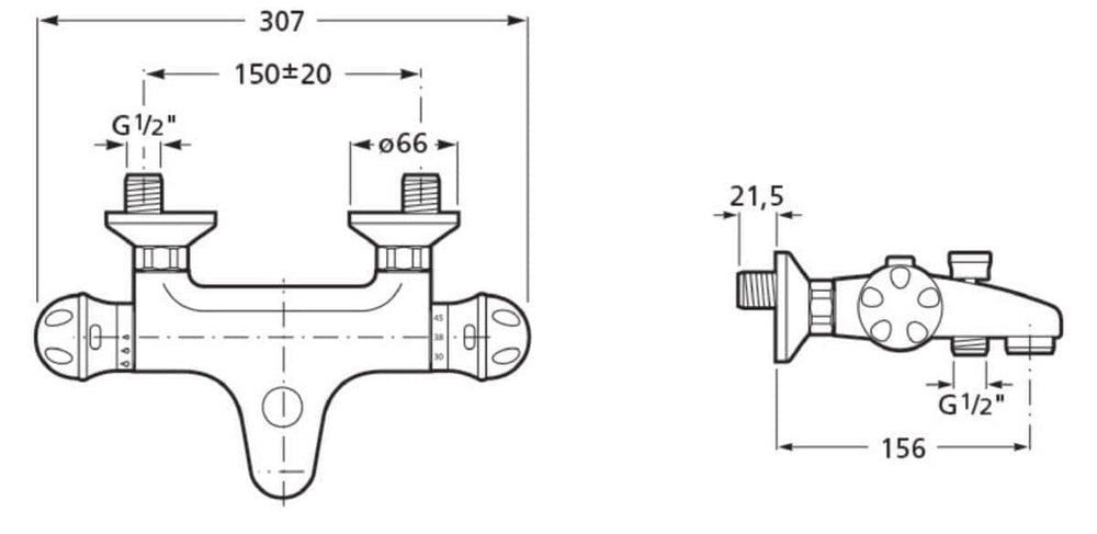 Robinet et colonne  -  Mitigeur thermostatique Polo bain douche c3 réf. WM3120T3ZC0C300 ROCA