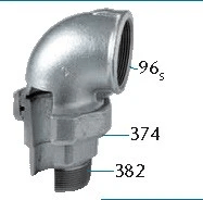 Divers sanitaires  -  Raccord union coude joint conique MF 1/2 x 1/2 Atusa Galva 098 - Réf. F0980100042