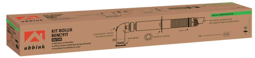 Divers sanitaires  -  Terminal horizontal Rolux Renofit 60 / 100 avec coude 60 / 100 réf. 229411 UBBINK