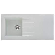 Lavabo  -  Evier à poser ONTARIO, résine SMC blanc mouch, 1 bac, 1 égouttoir, L120cm, NU Réf 90969306