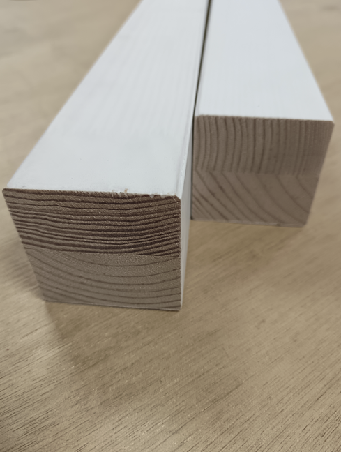 Tasseau décoratif pin bois massif abouté - 50 x 50 - L=1.9m vernis blanc