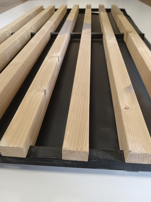 Panneau décoratif voile noir et bois massif epicéa - 1200 x 600 mm