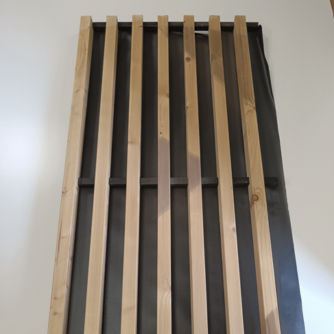 Panneau décoratif voile noir et bois massif epicéa - 1200 x 600 mm