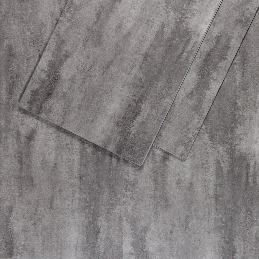 Sol PVC-SPC clipsable imitation carrelage gris moyen béton indus - 940 x 470 × 6 mm sous-couche intégrée (SPC104)
