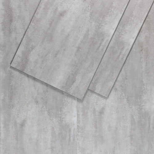 Sol PVC-SPC clipsable imitation carrelage gris clair béton indus - 940 x 470 × 6.0mm sous-couche intégrée (SPC105)