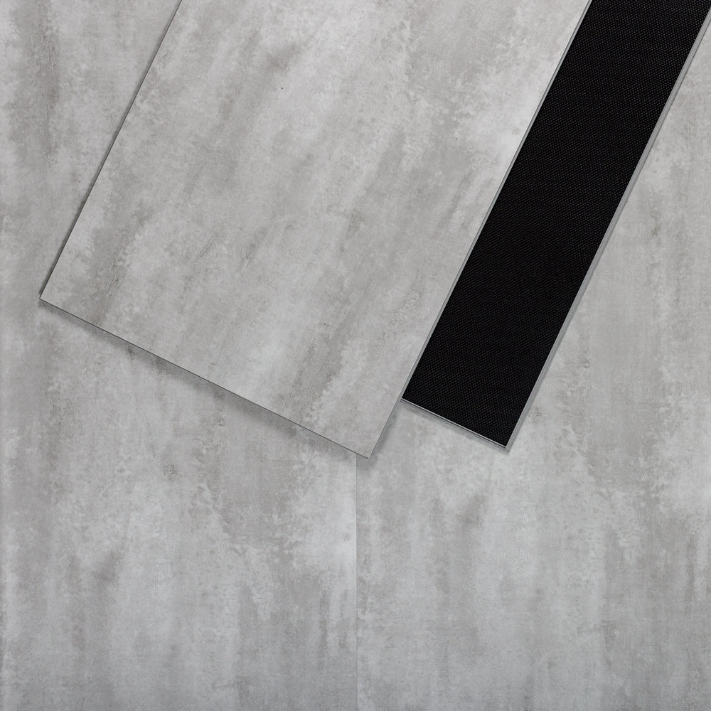 Sol PVC-SPC clipsable imitation carrelage gris clair béton indus - 940 x 470 × 6.0mm sous-couche intégrée (SPC105)