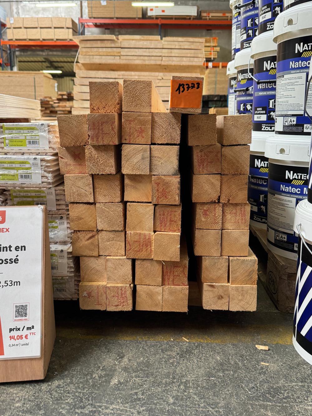 Tasseau sapin - 63x63 - L=2,4m