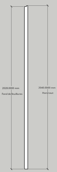 Ouvrant porte âme alvéolaire à recouvrement blanc - 2040 x 930 x 40 mm (PD)