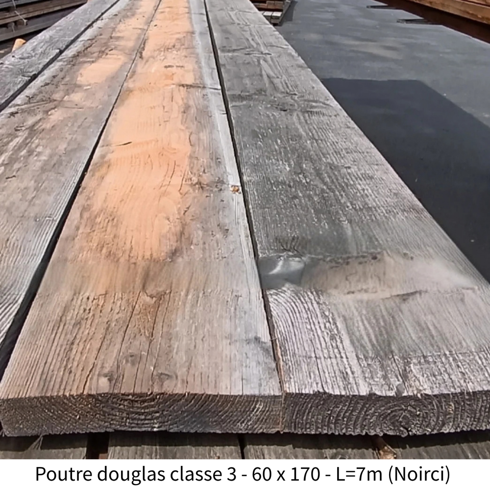Poutre douglas classe 3 - 60 x 170 - L=7m (Noirci)